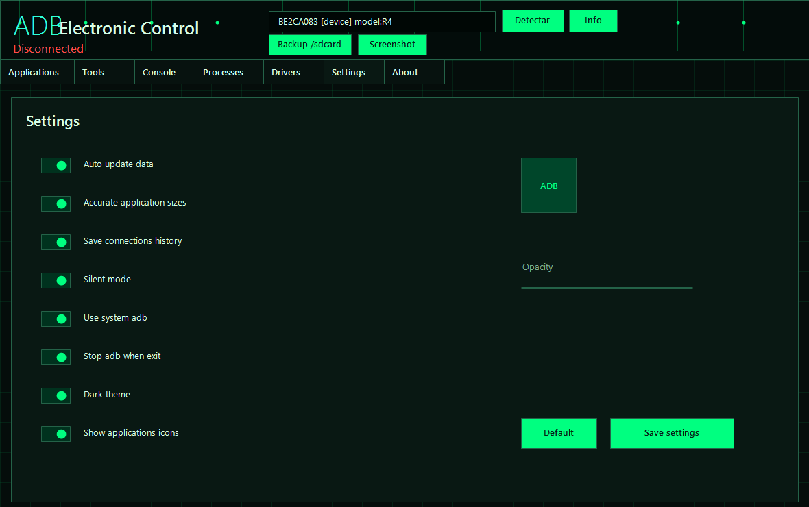 Settings preview